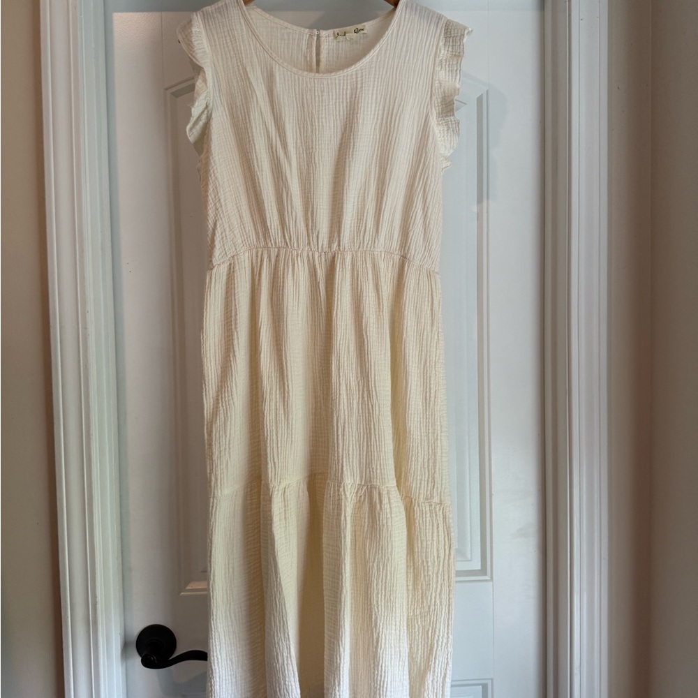 Indigo Rein Cream Textured Midi Dress